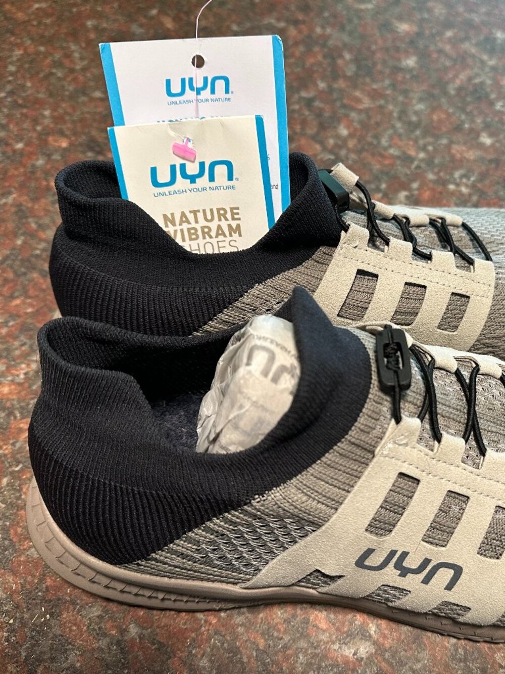 UYN Nature Tune Performance Training Shoes - Sand/Carbon Merino Wool -Mens US 11